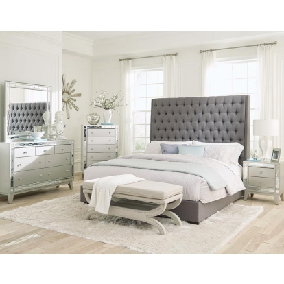 Coaster Camille 4-piece Eastern King Bedroom Set Grey and Metallic Mercury Model 300621KE-S4