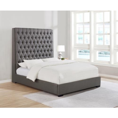 Coaster Camille Tall Tufted Queen Bed Grey