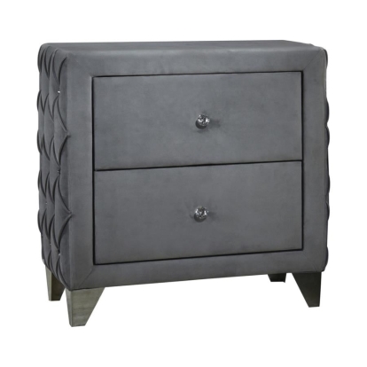 Coaster Sandboard 2-drawer Button Tufted Nightstand Grey Model 302352