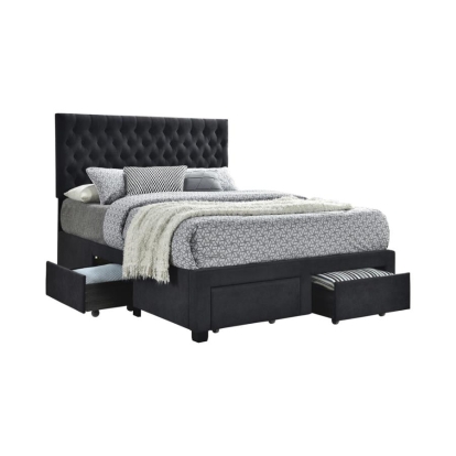 Coaster Soledad Queen 4-drawer Button Tufted Storage Bed Charcoal Model 305877Q