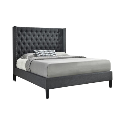 Coaster Summerset Eastern King Button Tufted Upholstered Bed Charcoal Model 305902KE