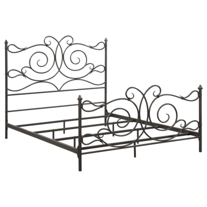 Coaster Parleys Eastern King Metal Bed with Scroll Headboard Dark Bronze Model 305967KE