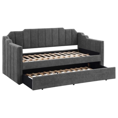 Coaster Kingston Upholstered Twin Daybed with Trundle Charcoal Model 315962