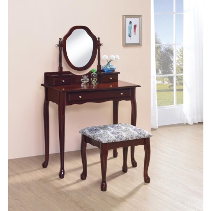 Coaster Minnette 2-piece Vanity Set with Upholstered Stool Brown Red Model 3441