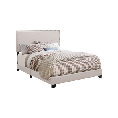 Coaster Boyd Eastern King Upholstered Bed with Nailhead Trim Ivory