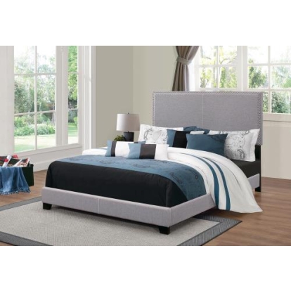 Coaster Boyd Full Upholstered Bed with Nailhead Trim Grey