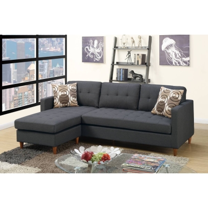 Poundex Reversible Sectional Set With 2 Accent Pillows Model F7094