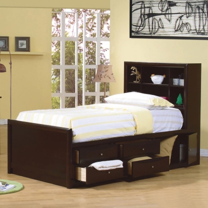 Coaster Phoenix Twin Bookcase Bed with Underbed Storage Cappuccino Model 400180T
