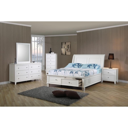 Coaster Selena Storage Bedroom Set with Sleigh Headboard Buttermilk Model 400239T-S4