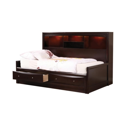 Coaster Phoenix Twin Daybed with Bookcase and Storage Drawers Cappuccino Model 400410T