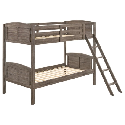 Coaster Flynn Twin over Twin Bunk Bed Weathered Brown Model 400808