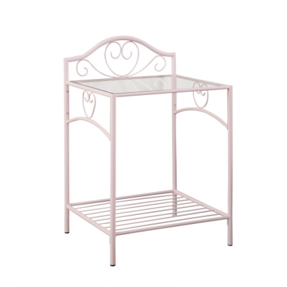 Coaster Massi 1-shelf Nightstand with Glass Top Powder Pink Model 401152