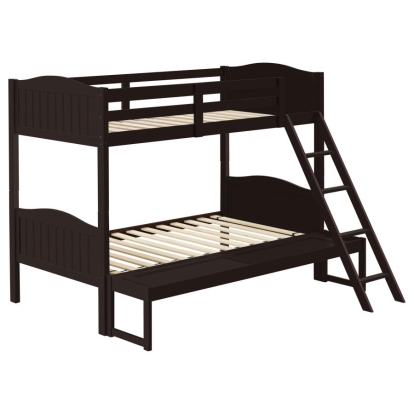 Coaster Arlo Twin/Full Bunk Bed with Ladder Espresso Model 405054BRN