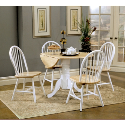 Coaster Allison 5-piece Drop Leaf Dining Set Natural Brown and White