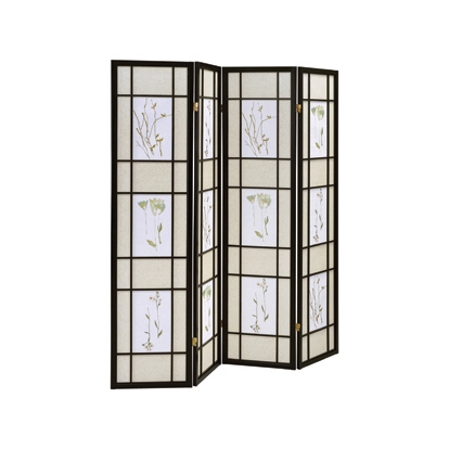 Coaster Catabella 4-panel Floral Print Folding Screen Multi-color