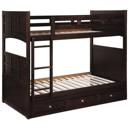 Coaster Jasper Twin over Twin Bunk Bed with Ladder Cappuccino Model 460136