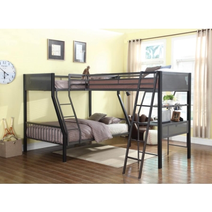 Coaster Meyers 2-piece Metal Twin over Full Bunk Bed Set Black and Gunmetal Model 460391-S2
