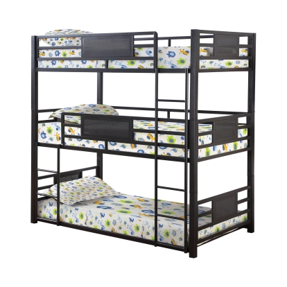 Coaster Rogen Full Triple Bunk Bed Dark Bronze Model 460394F