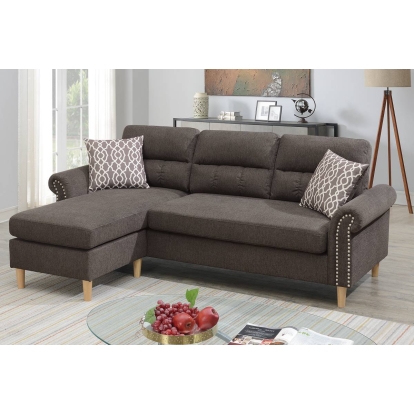 Poundex Reversible Sectional Set With 2 Accent Pillows Model F6448