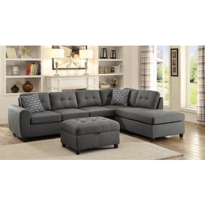 Coaster Stonenesse Upholstered Tufted Sectional with Storage Ottoman Grey Model 500413-S2