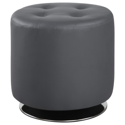 Coaster Bowman Round Upholstered Ottoman Grey Model 500555