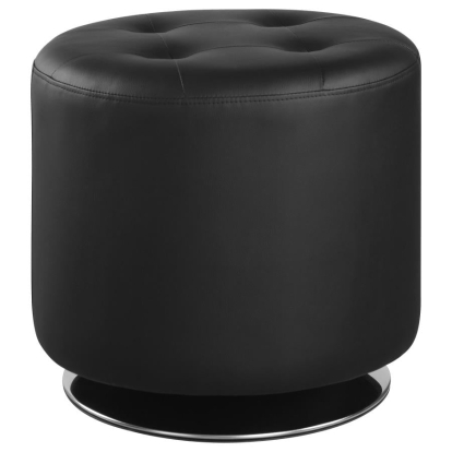Coaster Bowman Round Upholstered Ottoman Black Model 500556