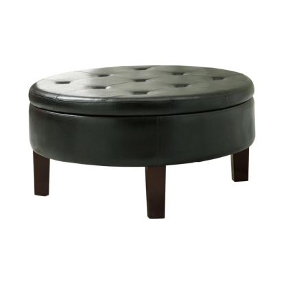 Coaster Round Tufted Upholstered Storage Ottoman Dark Brown Model 501010