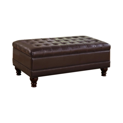 Coaster Bradley Tufted Storage Ottoman with Turned Legs Brown Model 501041