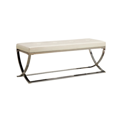 Coaster Walton Bench with Metal Base White and Chrome