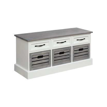Coaster Alma 3-drawer Storage Bench White and Weathered Grey