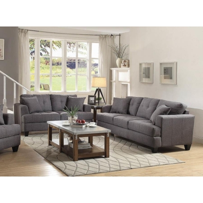 Coaster Samuel Biscuit Back Living Room Set Charcoal Model 505175-S2