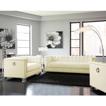 Coaster Chaviano Upholstered Tufted Living Room Set Pearl White Model 505391-S2