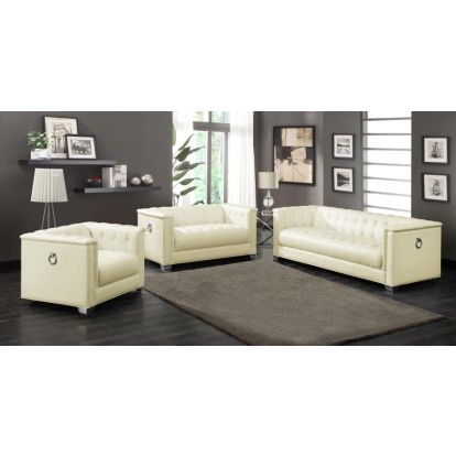 Coaster Chaviano Upholstered Tufted Living Room Set Pearl White Model 505391-S3