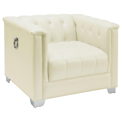 Coaster Chaviano Tufted Upholstered Chair Pearl White Model 505393