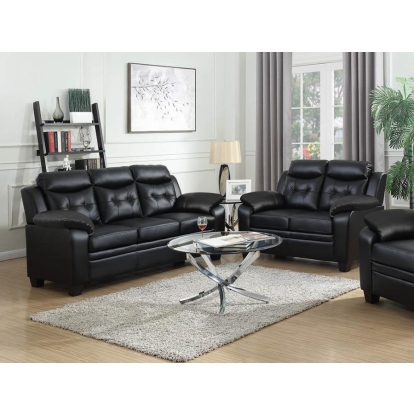 Coaster Finley Upholstered Pillow Top Arm Living Room Set Black Model 506551-S2