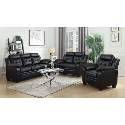 Coaster Finley Upholstered Pillow Top Arm Living Room Set Black Model 506551-S3