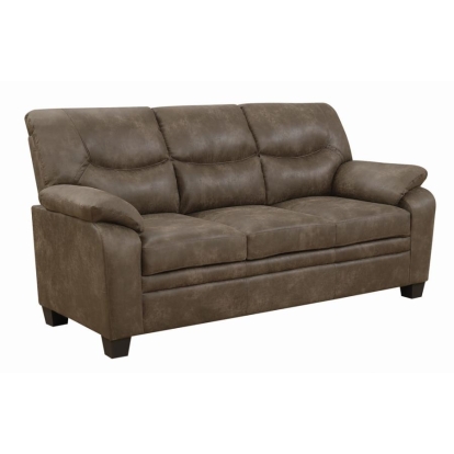 Coaster Meagan Upholstered Sofa Brown with Pillow Top Arms Model 506561
