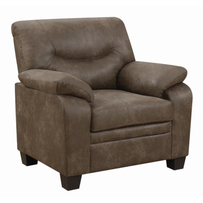 Coaster Meagan Upholstered Chair Brown with Pillow Top Arms Model 506563