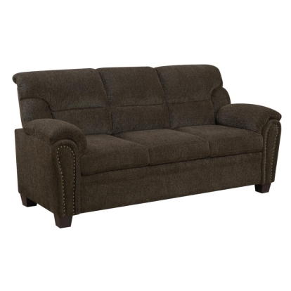 Coaster Clementine Upholstered Sofa with Nailhead Trim Brown Model 506571