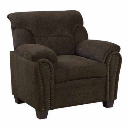 Coaster Clementine Upholstered Chair with Nailhead Trim Brown Model 506573