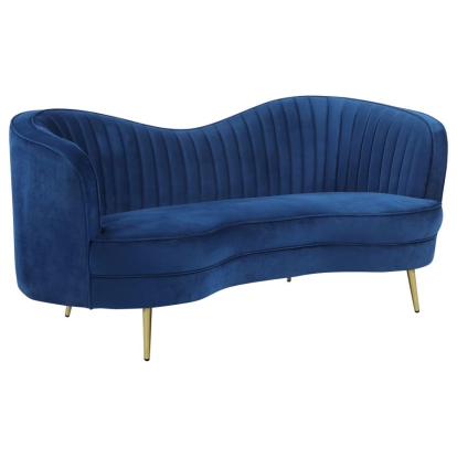 Coaster Sophia Upholstered Camel Back Loveseat Blue Model 506862
