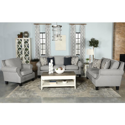 Coaster Sheldon Upholstered Living Room Set with Rolled Arms Grey Model 506871-S3