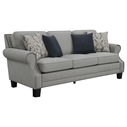 Coaster Sheldon Upholstered Sofa with Rolled Arms Grey Model 506871