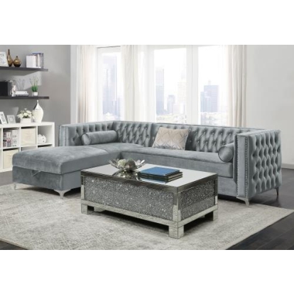 Coaster Bellaire Button-tufted Upholstered Sectional Silver