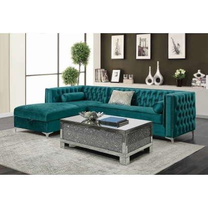 Coaster Bellaire Button-tufted Upholstered Sectional Teal Model 508380