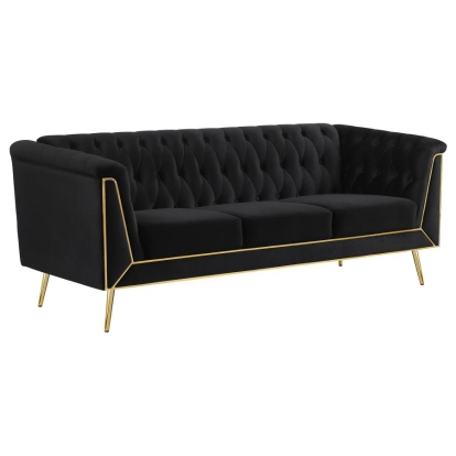 Coaster Holly Tuxedo Arm Tufted Back Sofa Black Model 508441