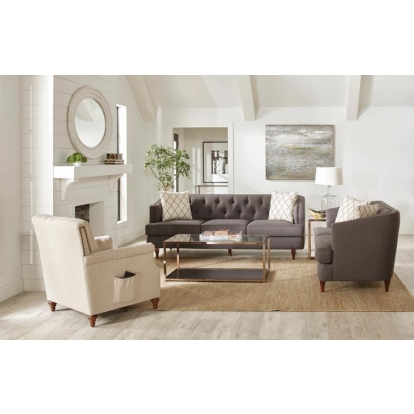 Coaster Shelby 3-piece Tufted Upholstered Living Room Set Grey and Brown Model 508951-S3