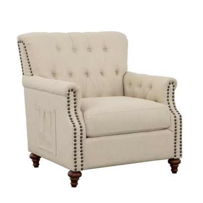Coaster Shelby Chair with Nailhead Trim Beige and Brown Model 508953