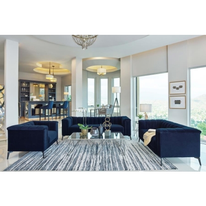 Coaster Chalet 3-piece Tuxedo Arm Living Room Set Blue Model 509211-S3