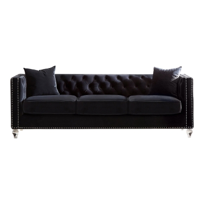 Coaster Delilah Upholstered Tufted Tuxedo Arm Sofa Black Model 509361